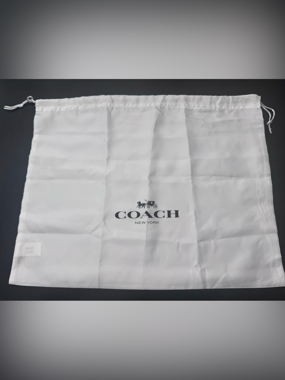 Coach White Logo Drawstring Dust Bag